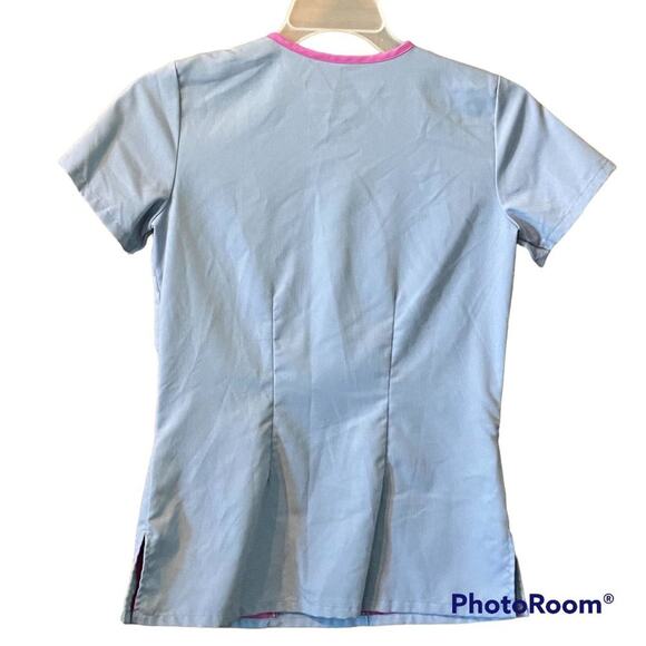 Greys Anatomy Scrub Top XS Womens Pocket Modern Fit Mock Wrap Soft Comfort - Picture 4 of 9